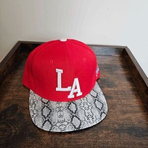 Ace H&C Los Angeles Snake Baseball Cap Snapback Style N-163 NWT Men's Red/White/